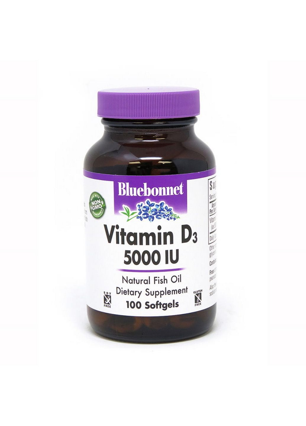 Вітаміни та мінерали Vitamin D3 5000 IU, 100 капсул Bluebonnet Nutrition (293340195)