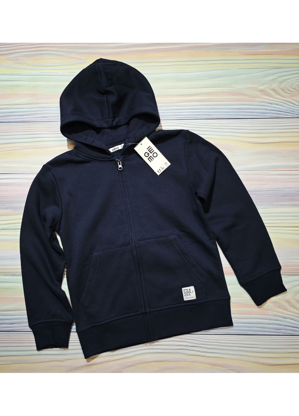 Дитяча толстовка для хлопчика утеплена 10 років 140 Темно-синя Gemo (369653333)