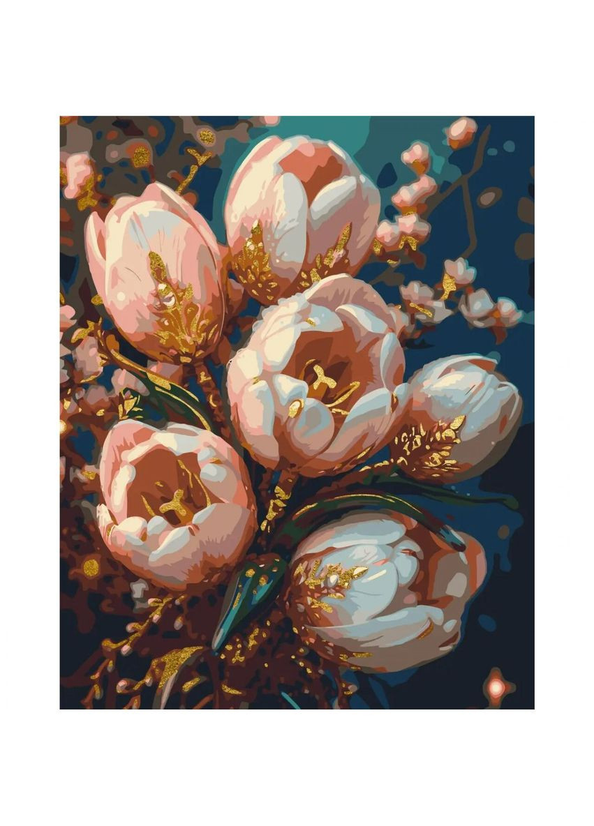 Картина по номерам с красками металлик (золото) "Нежные тюльпаны" MIC (290251665)