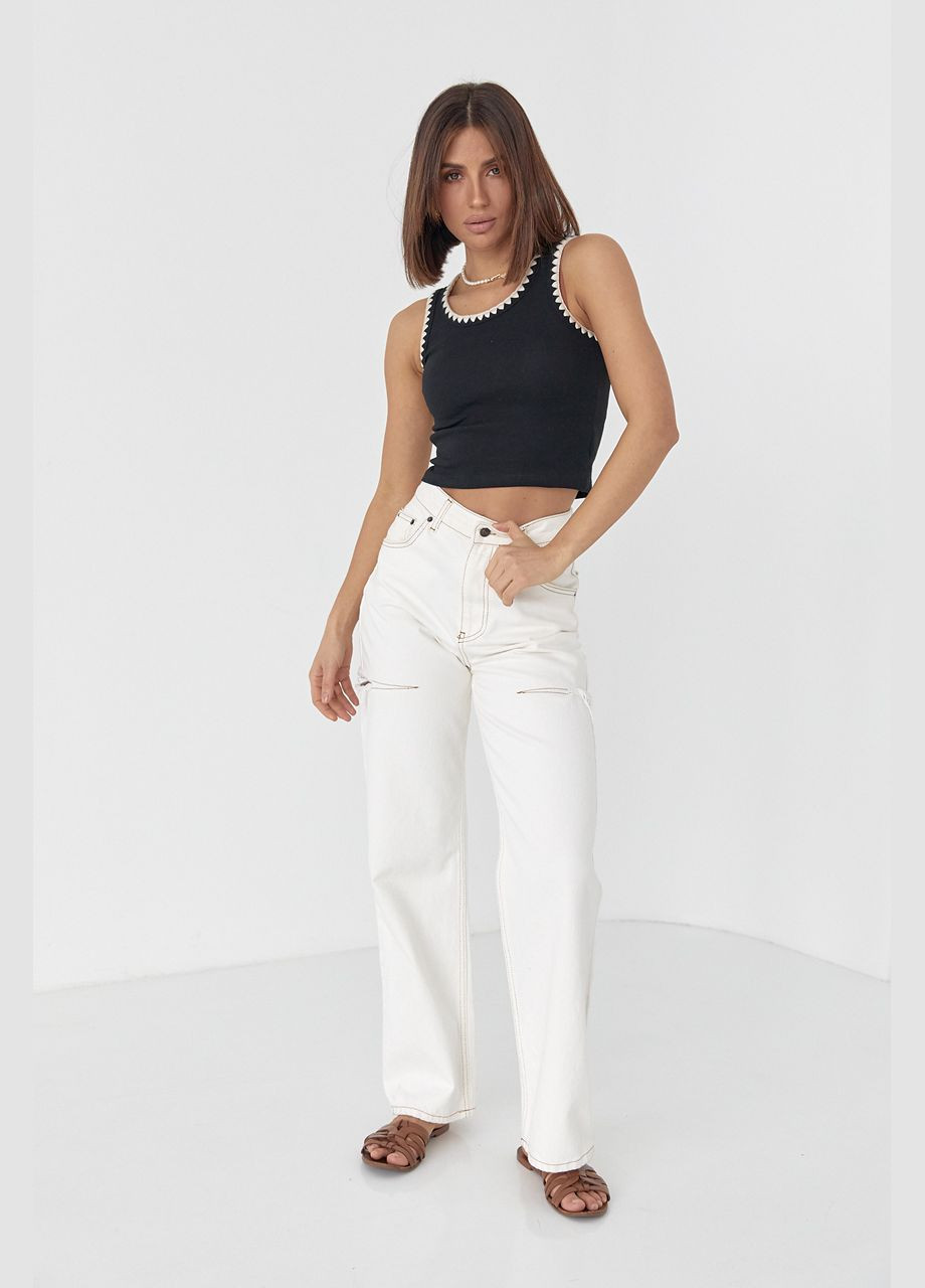 Трикотажна майка з вишивкою зигзаг Liton — 296469604