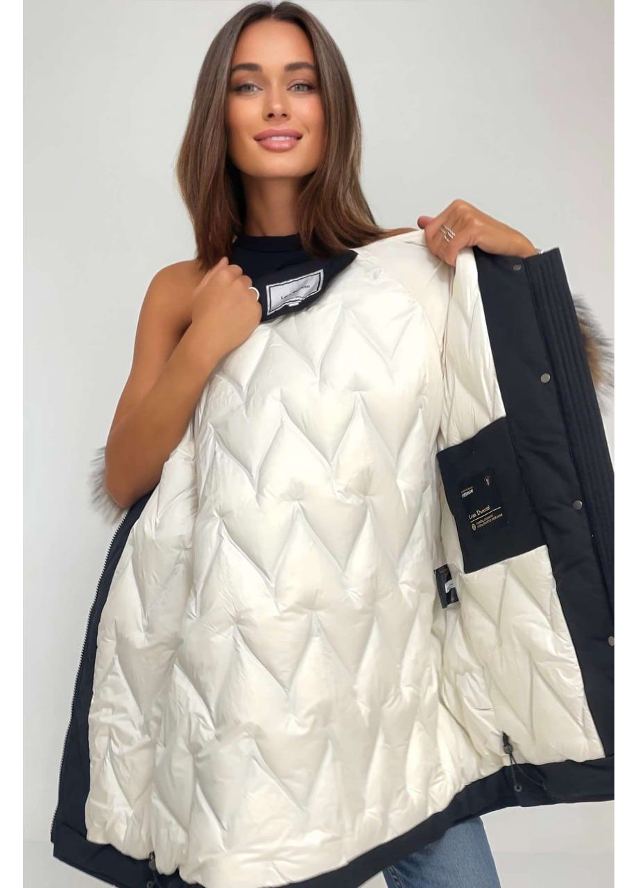 Чорна зимня куртка-парка з натуральним хутром Lora Duvetti