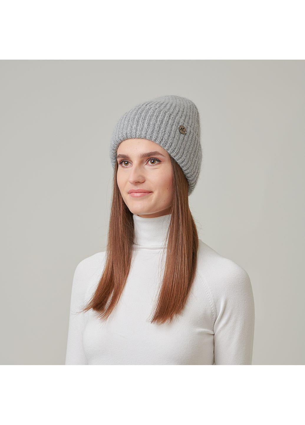 Шапка бини женская шерсть серая JOAN LuckyLOOK 972-774 (322793199)