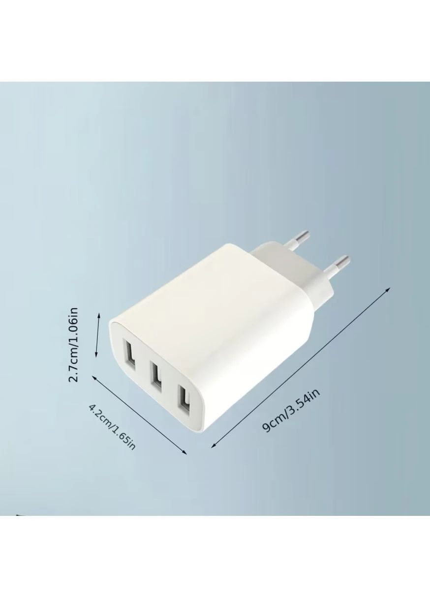 🔌 Сетевой зарядный адаптер 3×USB, евровилка, компактный No Brand (398230362)