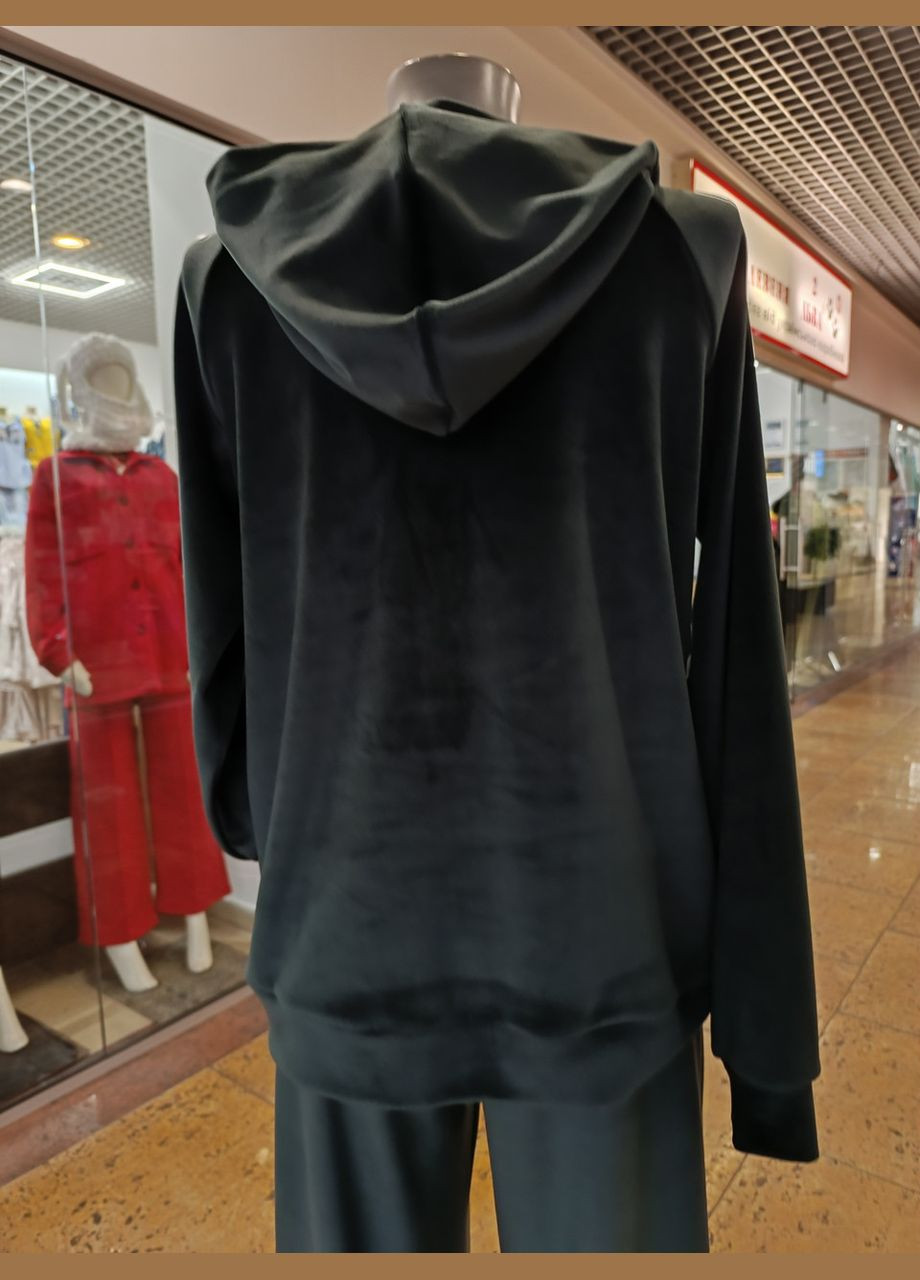 Зелена зелене велюрове жіноче худі з капюшоном 2 Льва