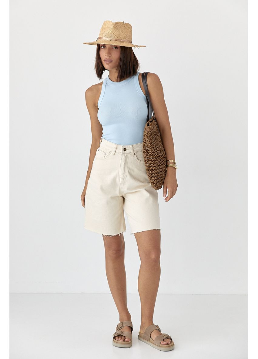 Майка приталена в рубчик Lurex — 370379976