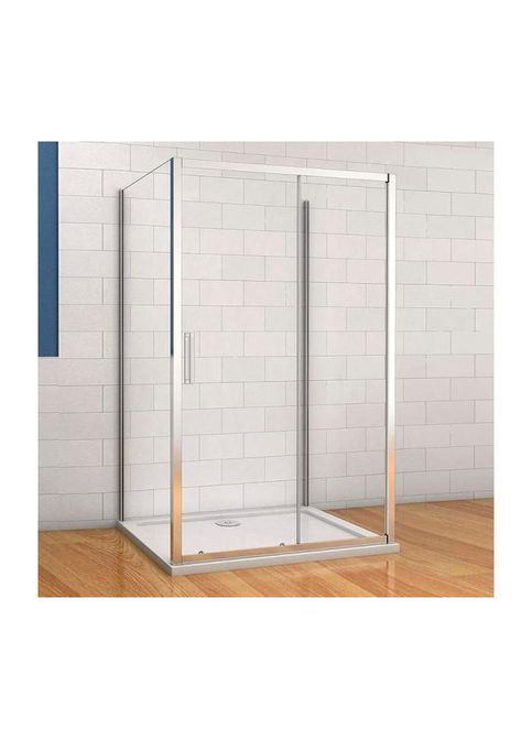 Душевая кабина пристенная A-517 150х100х195 раздвижная, профиль хром, стекло прозрачное Dusel (350315931)