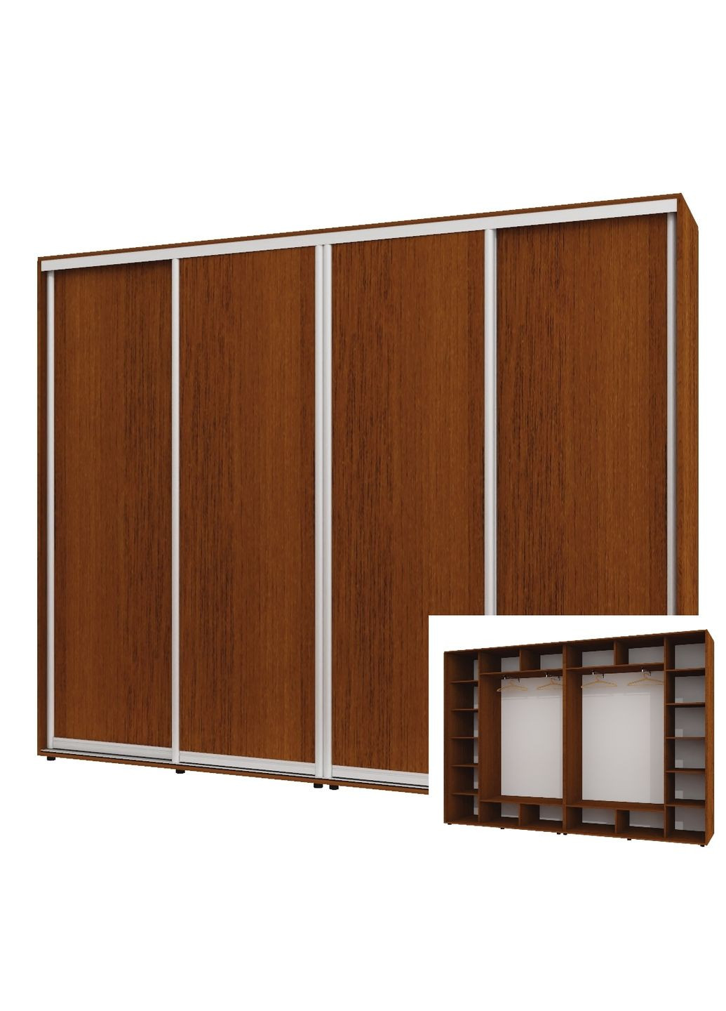 Шафа-купе чотиридверна 320*45*240 см Горіх лісовий 4 двері ДСП ШК-02 Алекса (360459464)