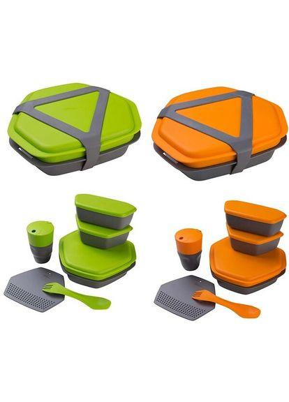 Набор посуды Ланч Crivit, силикон, пластик, оранжевый, салатовый. World Sport (362444712)