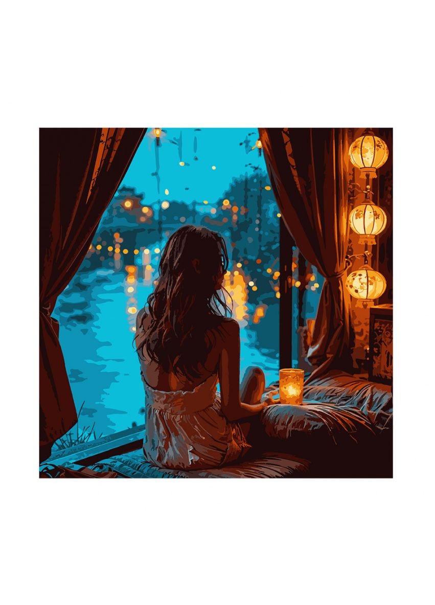 Картина по номерам Мечтающая девушка 955102 40х40 см Santi (364755871)