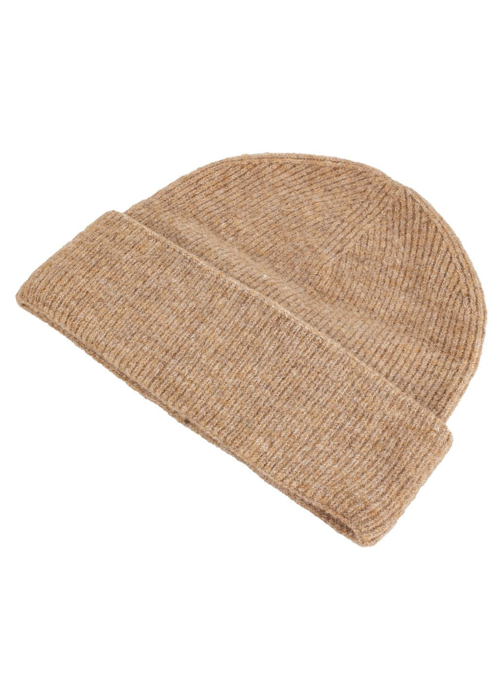 Женская шерстяная шапка бини оверсайз, светло-коричневая (camel) Corze HC6CL (366420835)