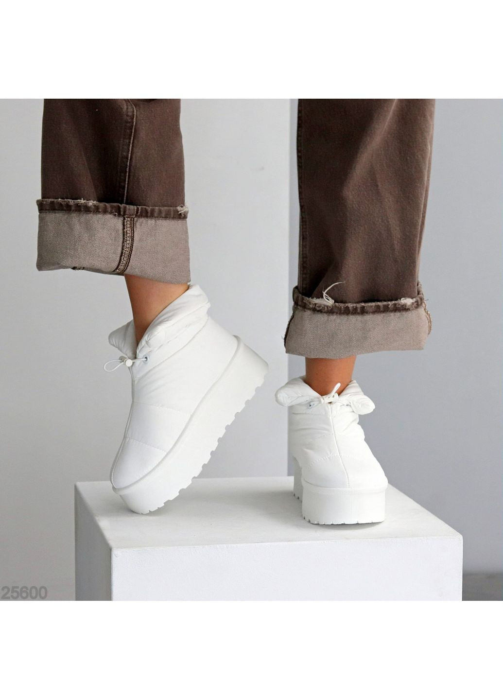 Белые дутики andora (код 25600) 🤍 плащевка | зима | экомех No Brand