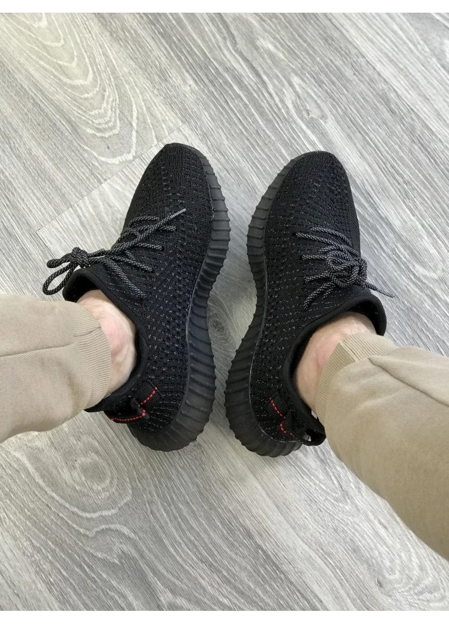Черные демисезонные кроссовки мужские adidas yeezy boost 350 v2 black full reflective адидас изи буст черные No Brand