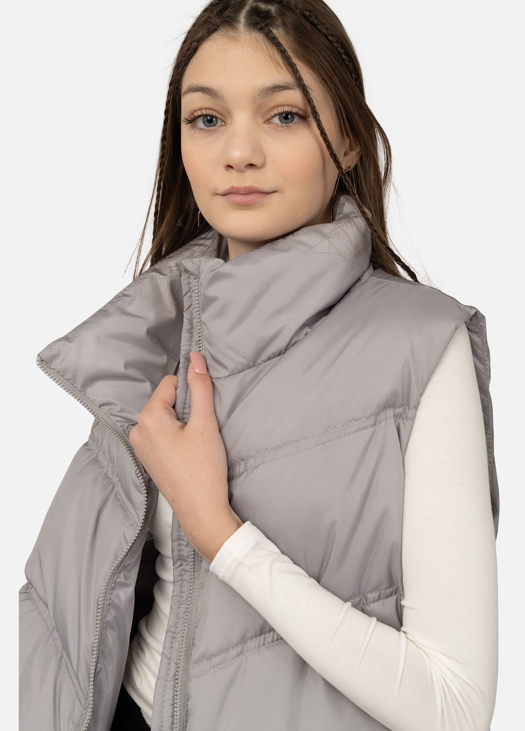Жилет утепленный женский цвет серый CB-00267861 Yuki (319076071)