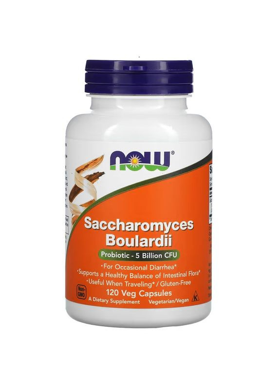 Сахаромицеты Буларди, 5 млрд КОЕ, Saccharomyces Boulardii,, 120 вегетарианских капсул Now Foods (326055523)
