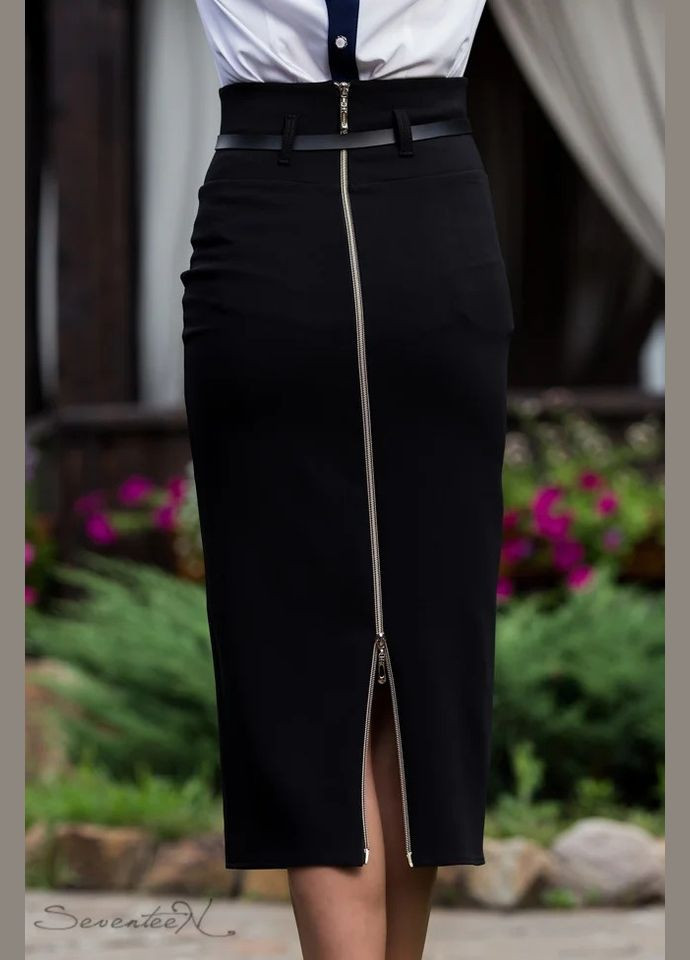 Черная офисная однотонная юбка Seventeen карандаш