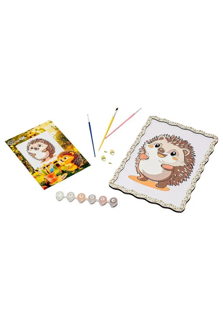 Картина по номерах дерев'яна "Їжачок" формат А4 Puz-22947 PuzzleOk Danko Toys (328939308)