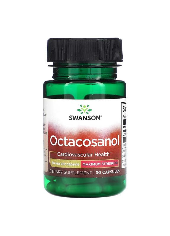 Октакозанол Octacosanol Maximum Strength 20 mg 30 Capsules Swanson (284120228)