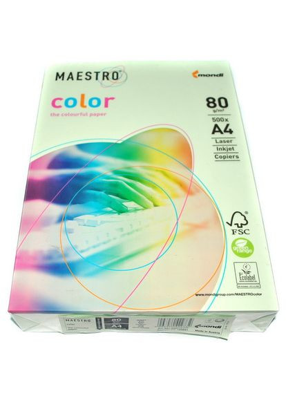 Бумага цветная А4, 80 г/м2 Color GN27, светло- 500 листов Maestro (280941249)