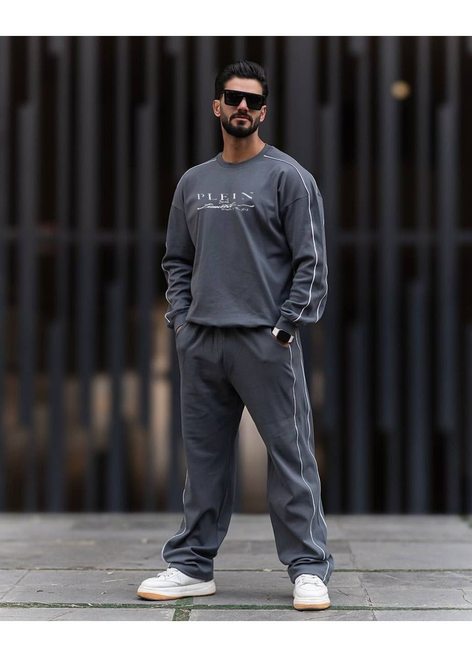 Графітовий демісезонний стильний чоловічий спортивний костюм брючний Україна