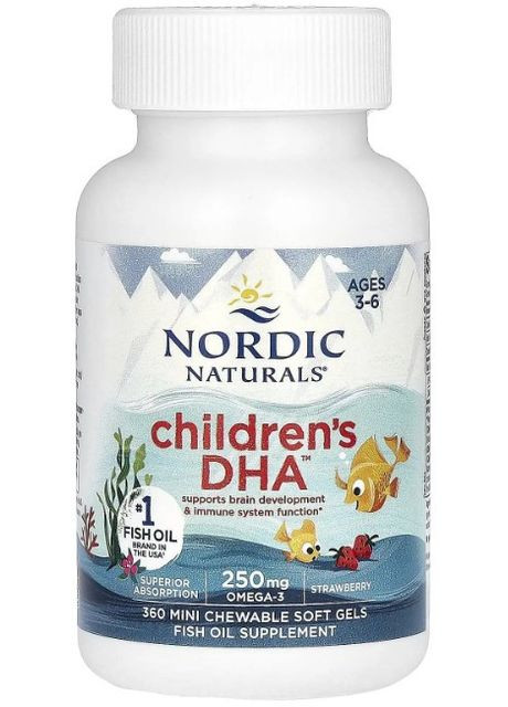 Рыбий жир для детей Children's DHA 360 капсул Клубника Nordic Naturals (357342621)