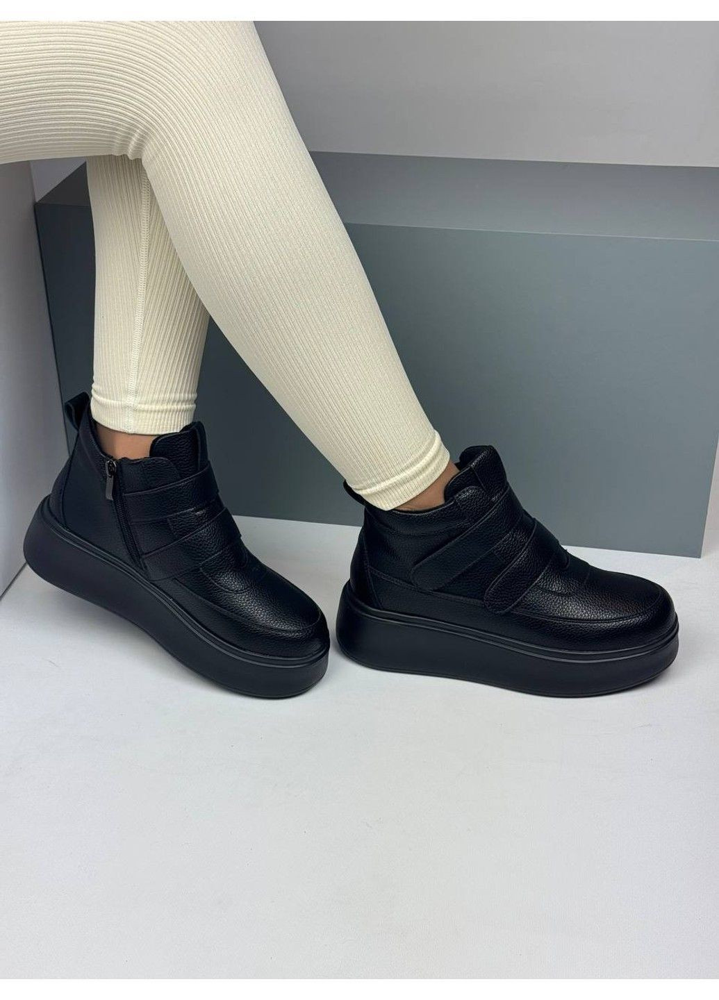 532 Черевики Зимові чорні шкіряні Yimeili (372384799)