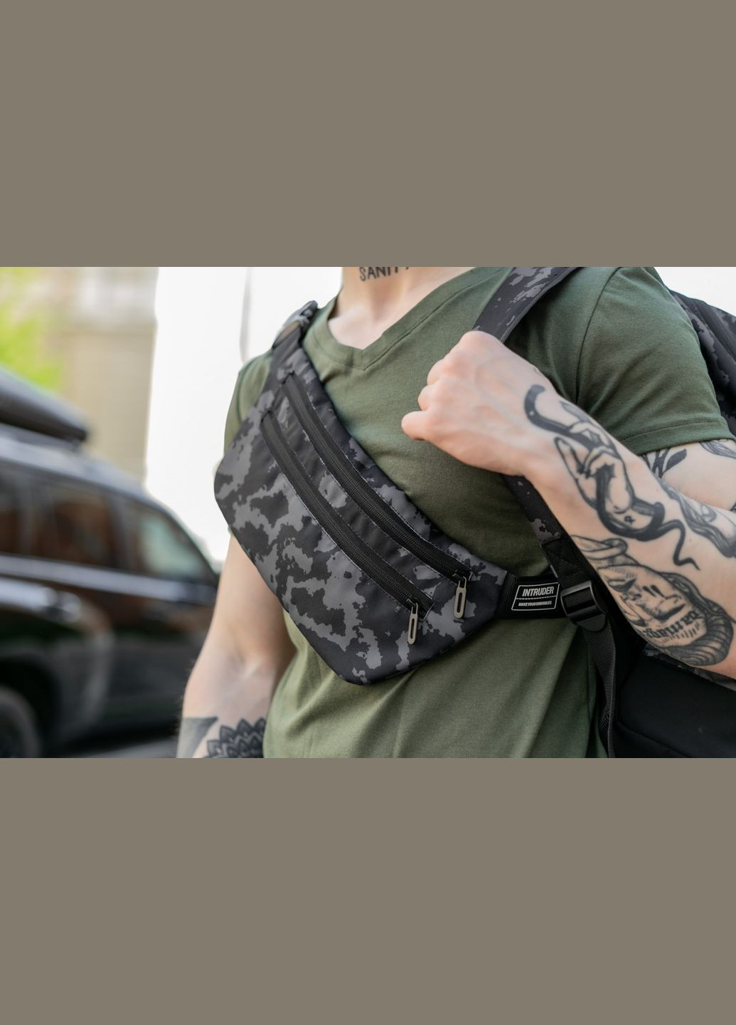 Сумка-бананка сірий камуфляж Intruder (332767621)