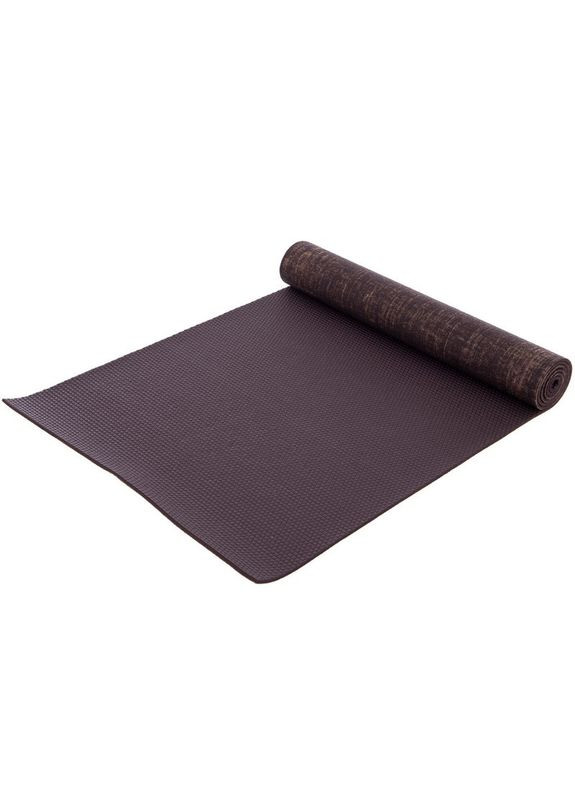 Килимок для йоги Льняний (Yoga mat) двошаровий 6мм (розмір 185x62x0, 6см, джут, Темно-коричневий) (FI-2441_Темно-коричневий) Record (361433541)
