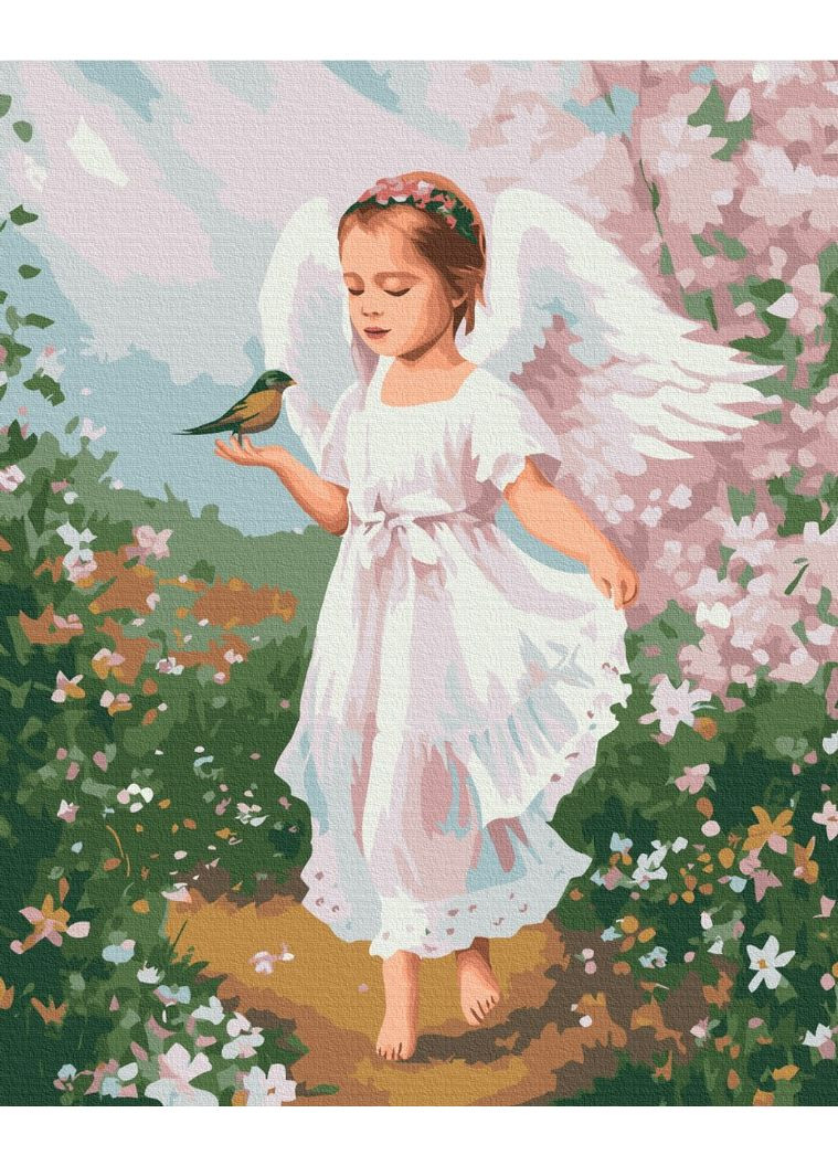Картина по номерам "Ангелочек с птичкой" 40х50 см Brushme (363986219)