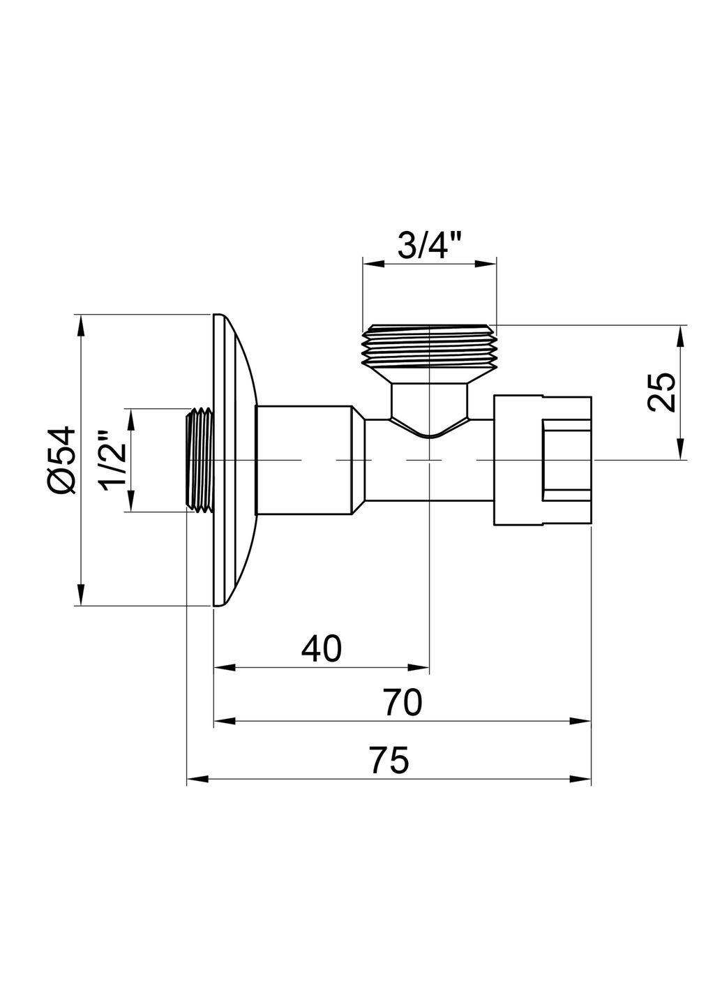 Кран приборный буксовый 1/2"х3/4" угловой №519 Icma 90519AE07 (337514916)