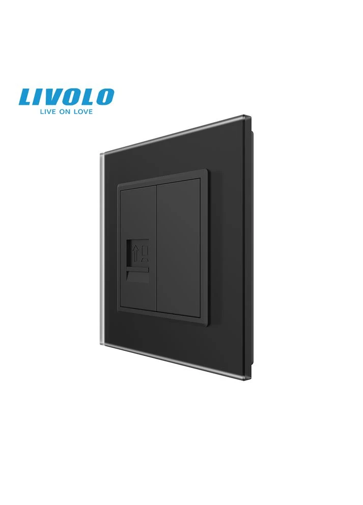 Компьютерная розетка RJ-45 черная матовая стекло Livolo (388487116)
