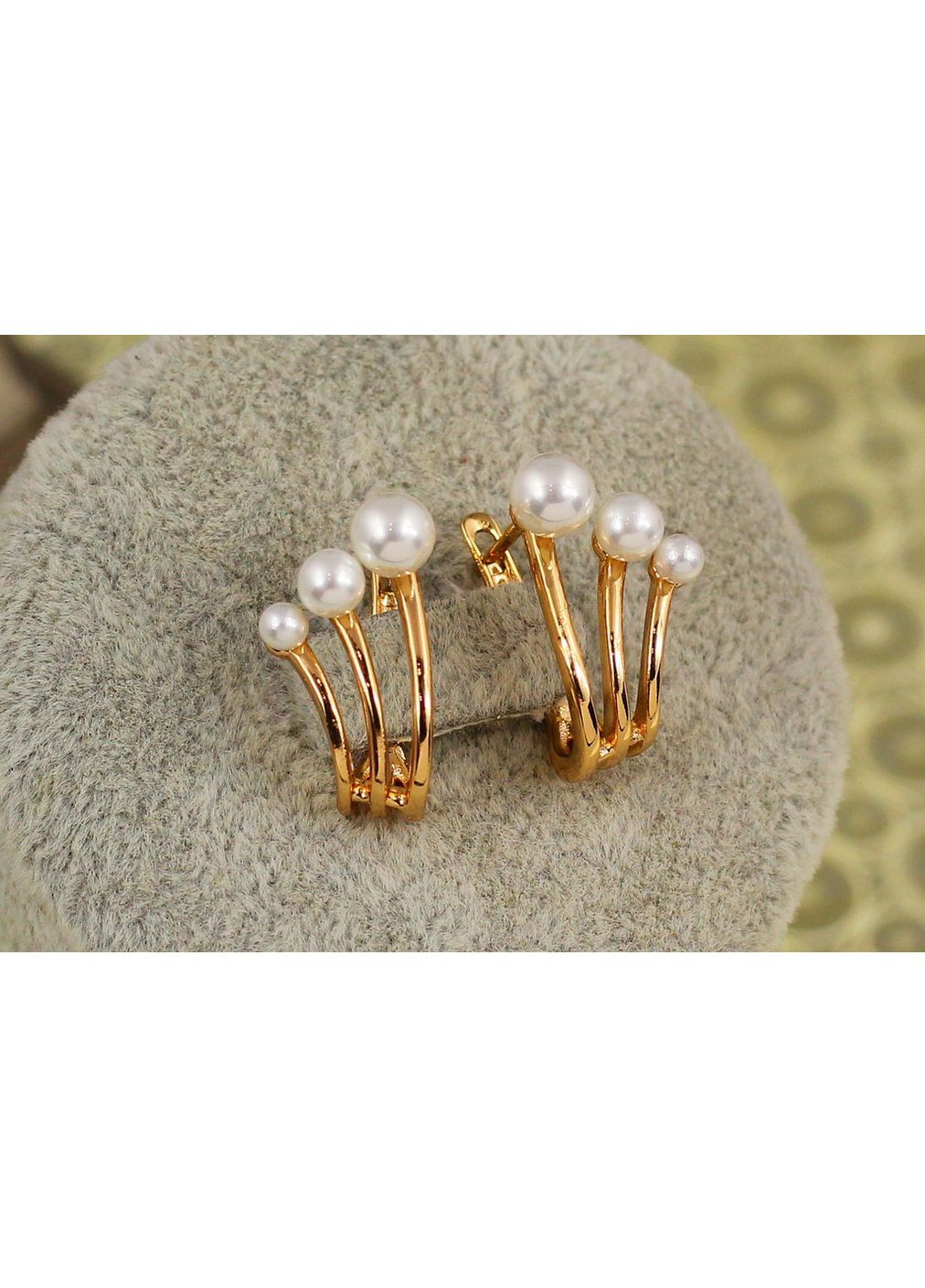 Серьги триквел с жемчугом 2 см золотистые love-shopping Xuping Jewelry (354660865)