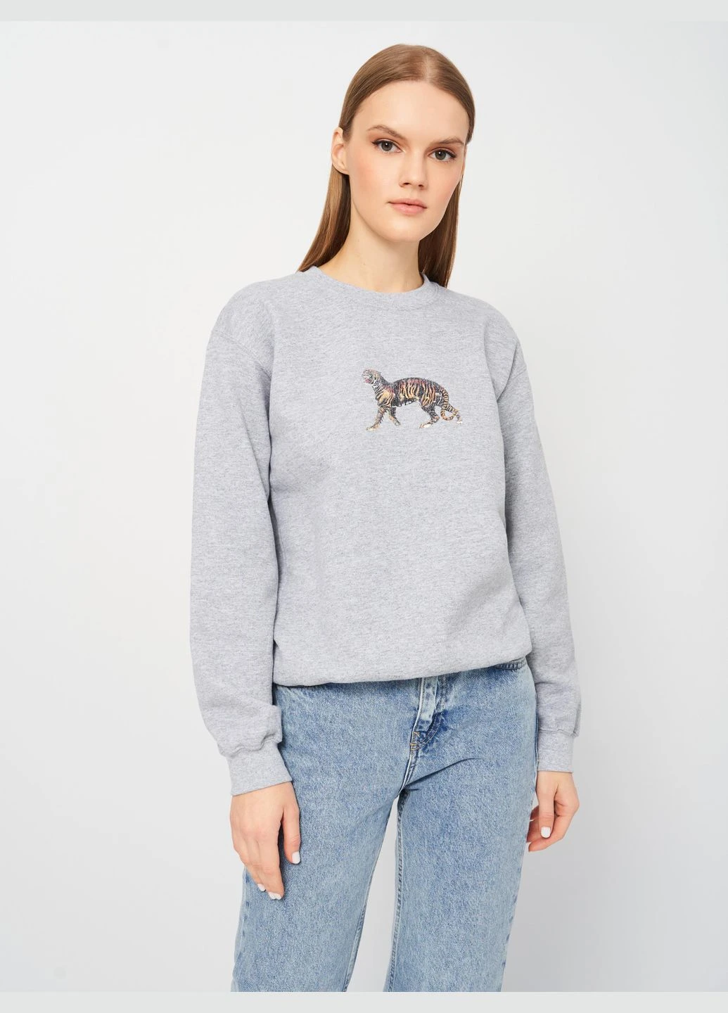 Серый свитшот демисезон,серый с принтом, Topshop (301843072)