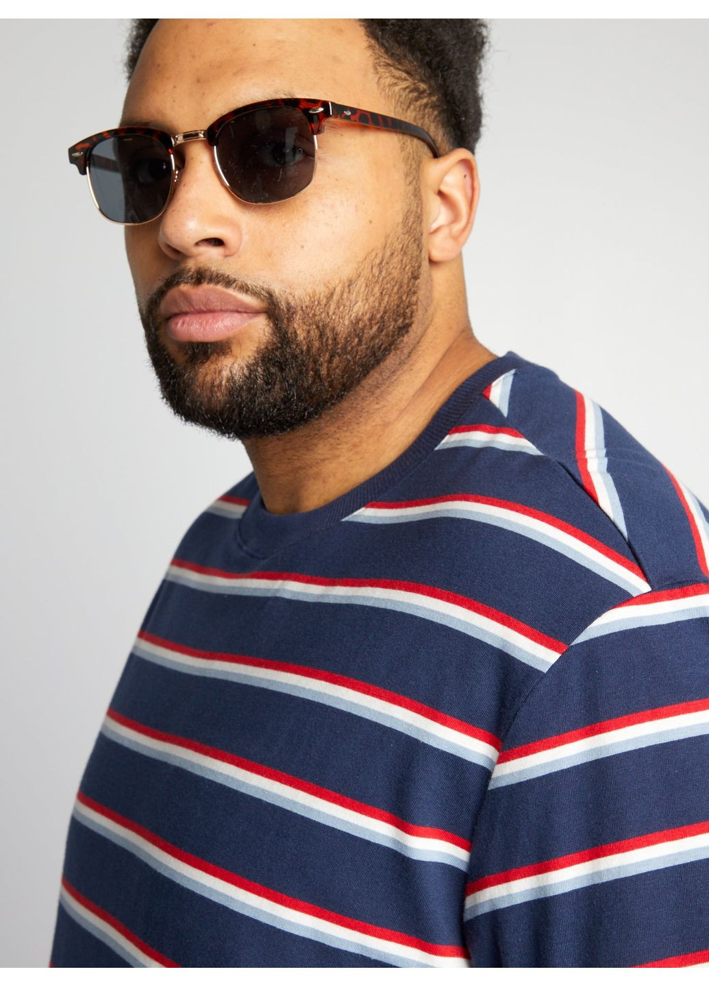 Темно-синяя футболка basic,темно-синий в полоску, Kiabi