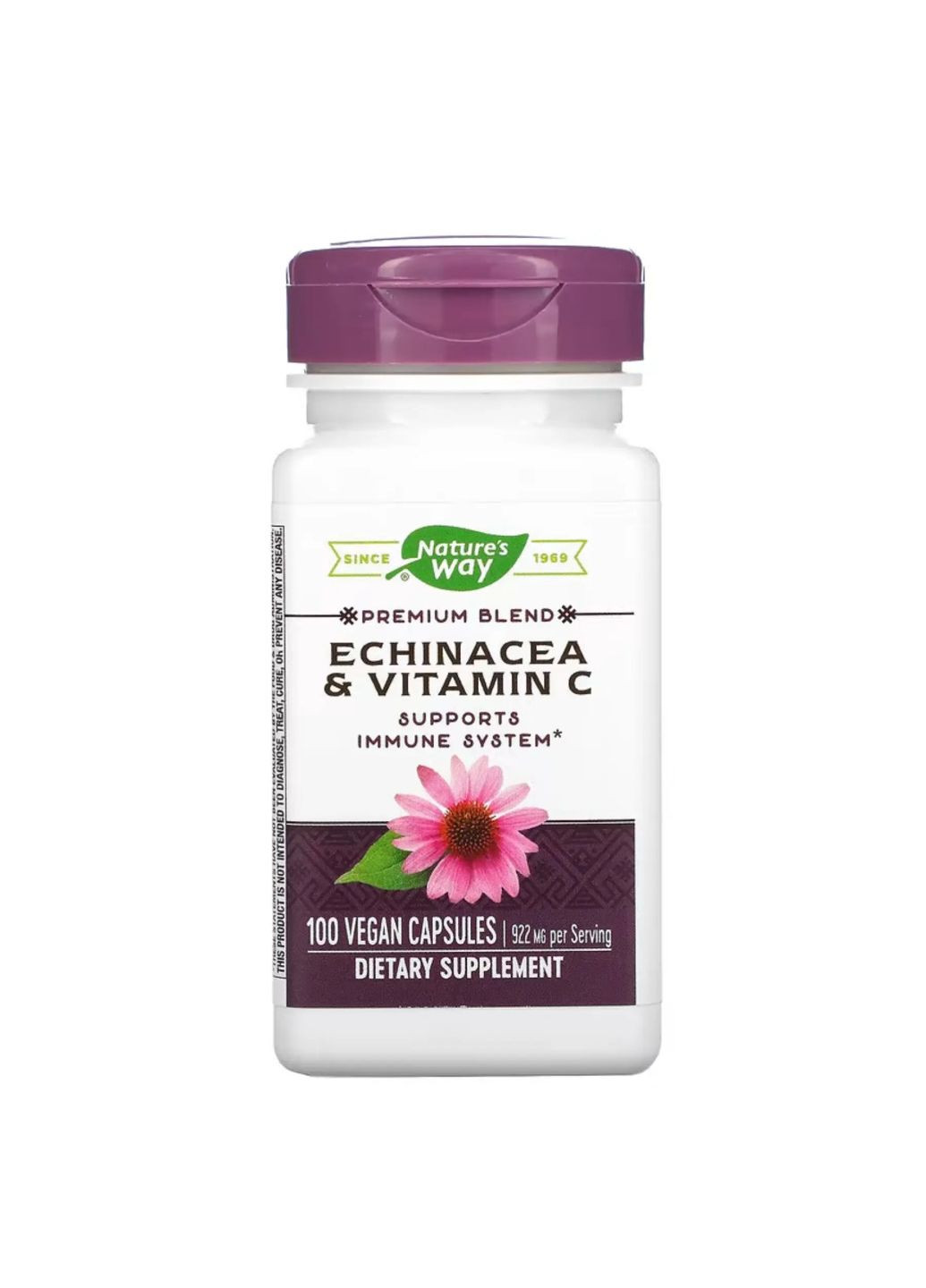 Echinacea & Vitamin C - 100 vcaps добавка для підтримки імунної системи Nature's Way (284171982)