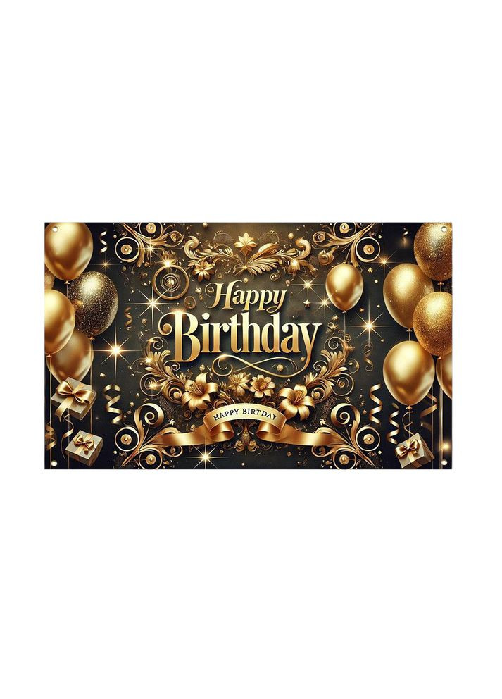 Плакат фотозона для свята Happy Birthday,золоті кульки 110х180 см Nadvirna 111Skin (370269815)