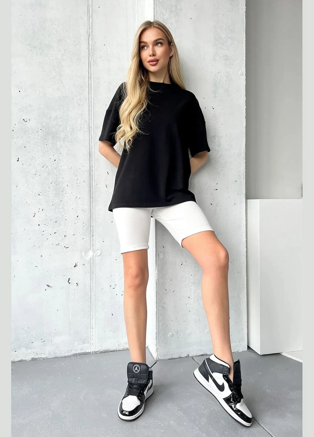 Женская футболка Оверсайз Cotton Черная Teamv - (316354844)