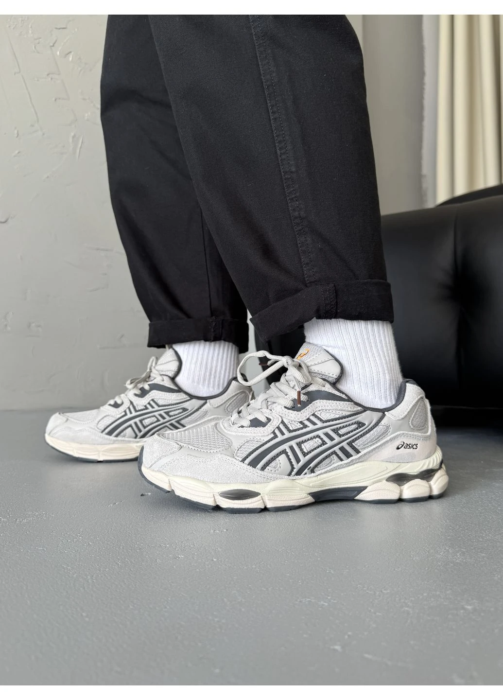 Серые летние кроссовки asics gel-nyc beige/grey gore-tex асикс гель нюк No Brand