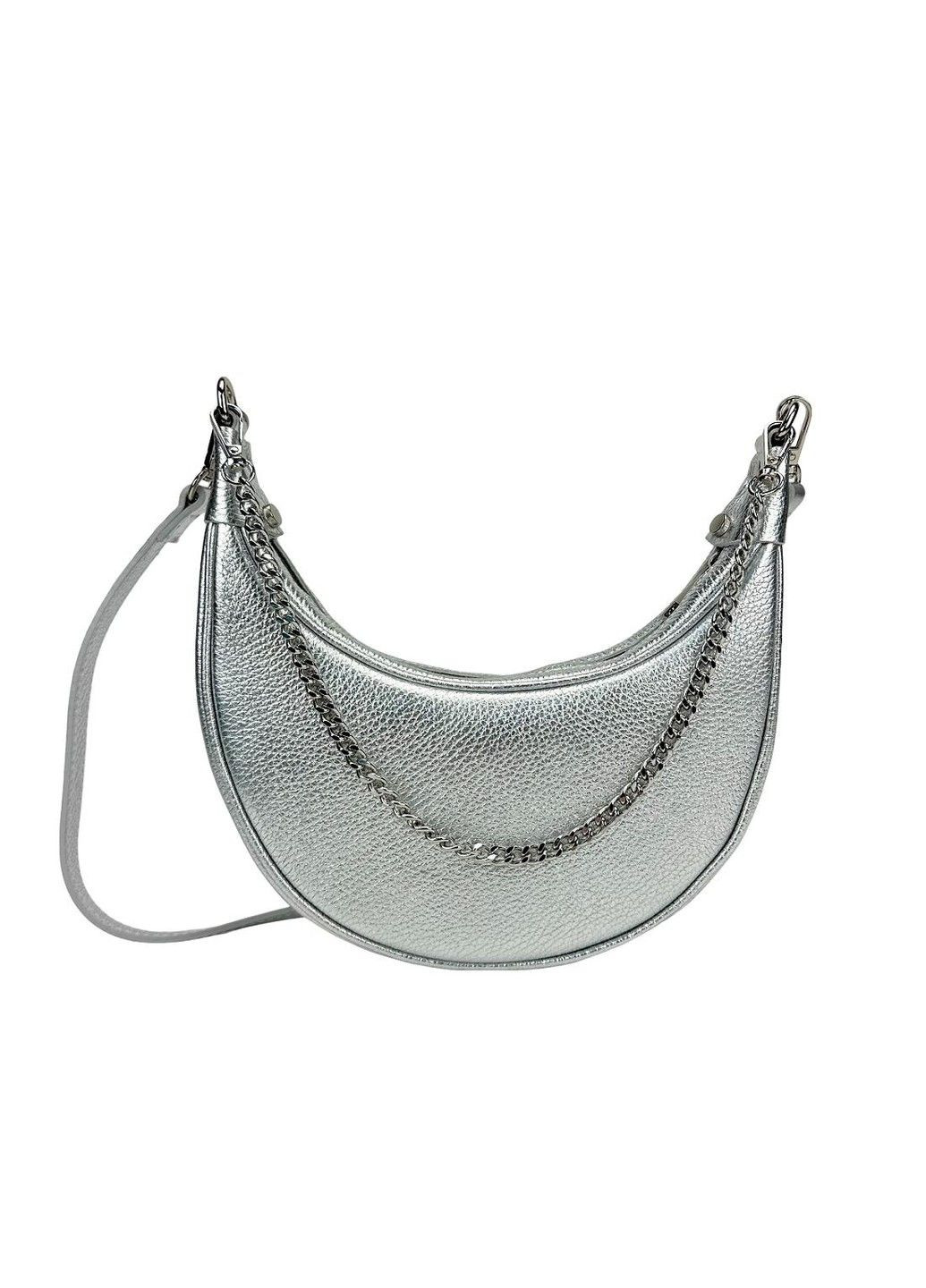 Жіноча срібляста сумка напівкруглої форми Italy F-IT-98103S-S Firenze (292755472)