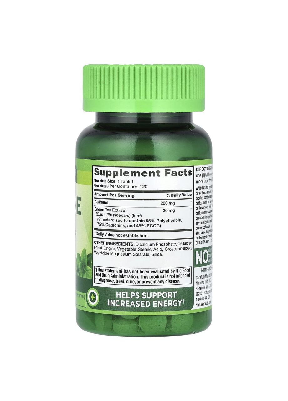 Кофеин плюс экстракт зеленого чая Caffeine Plus Green Tea Extract 220 мг 120 таб Nature's Truth (359473449)