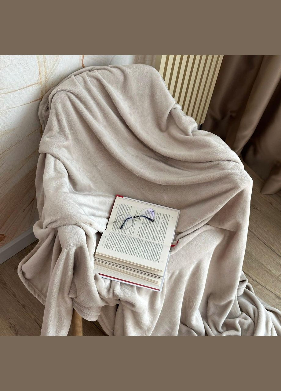 Плед мікрофібра велсофт однотонний на полуторний диван 150х200 Беж (М-lel-001-01) No Brand (306633418)