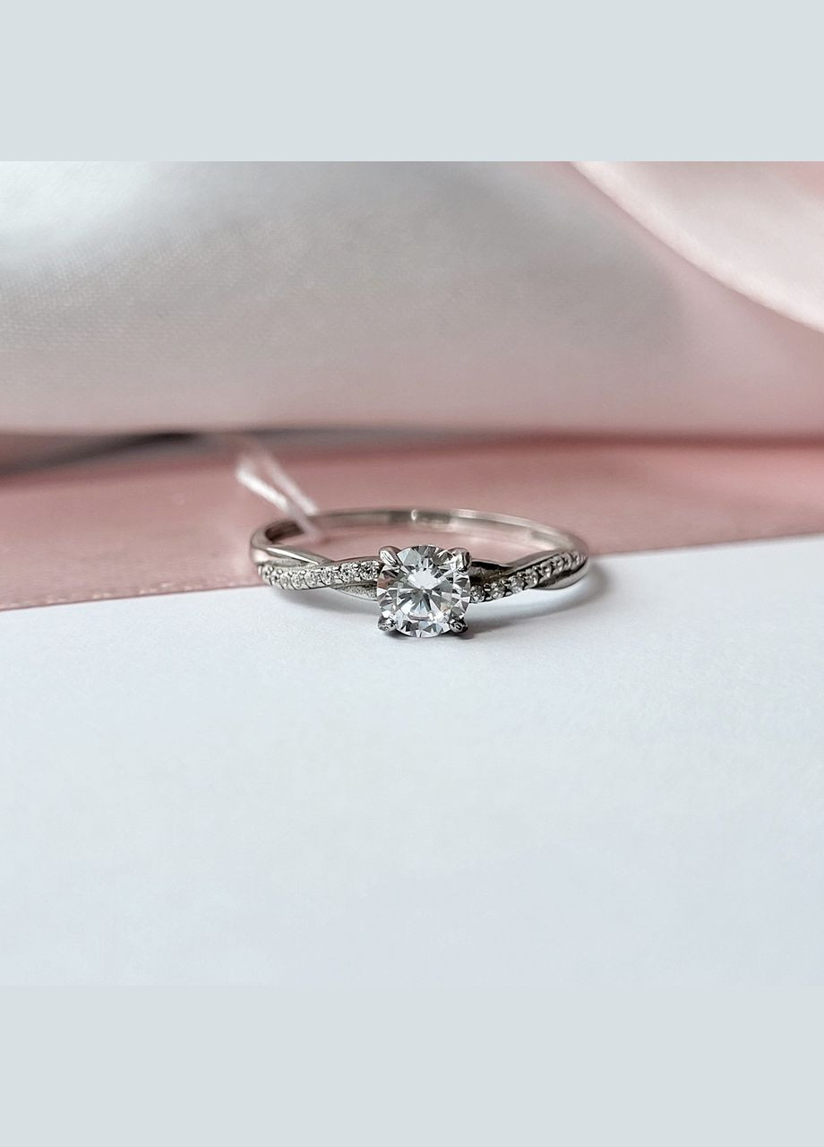 Срібна каблучка із білим каменем 18.5 розмір срібло 925 проби Родоване 1553 1.14г No Brand (306741414)