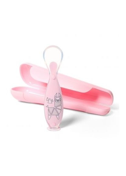 Ложка силиконовая, с присоской, в футляре, розовый () BabyOno 1461/01 (336491895)