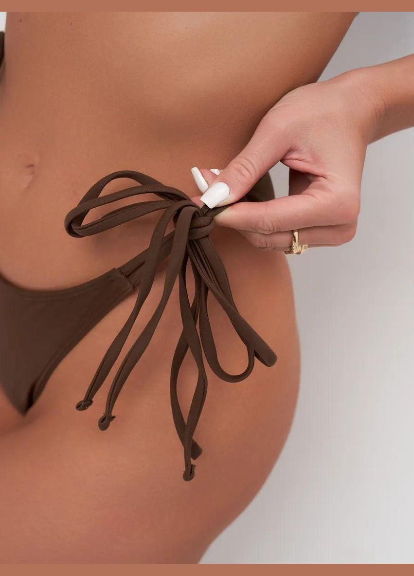Коричневый раздельный женский купальник с завязками cocoa коричневый No Brand
