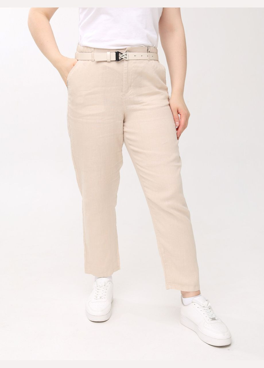 Брюки женские светло-бежевые прямые льняные CARMITO Пряма (297373585)
