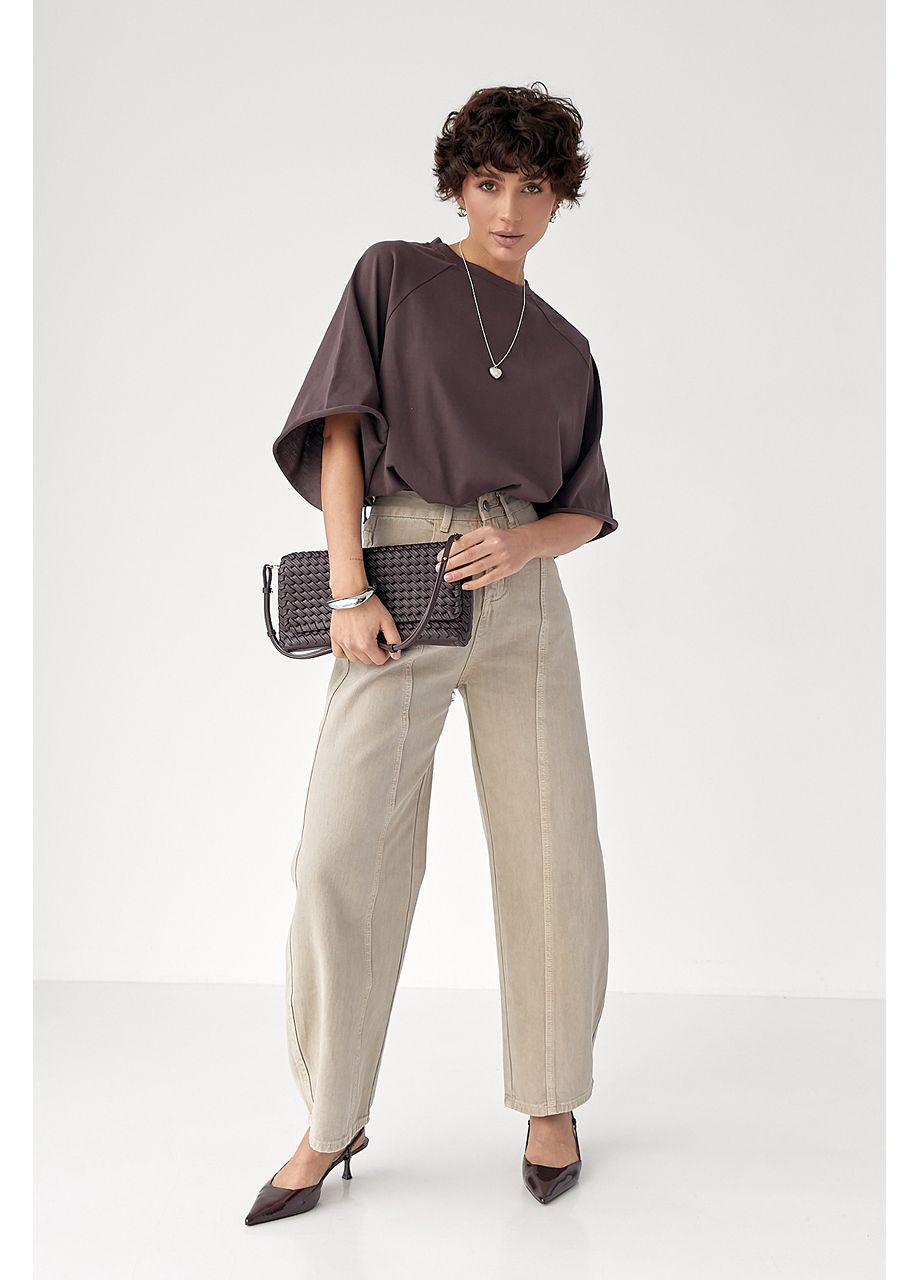 Однотонная свободная футболка с рукавами-реглан Lurex - (372255463)