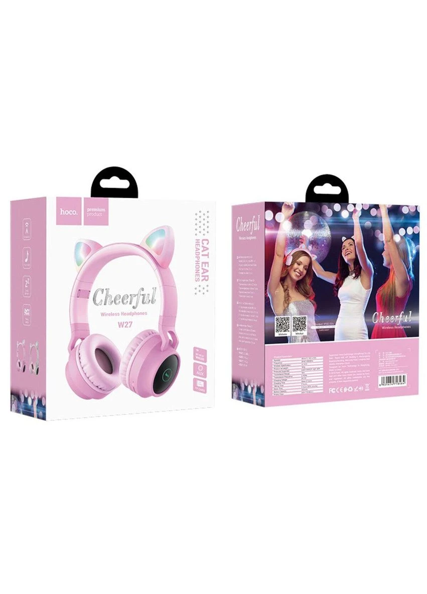 Наушники W27 Cat ear wireless headphones Pink Hoco (302661960)