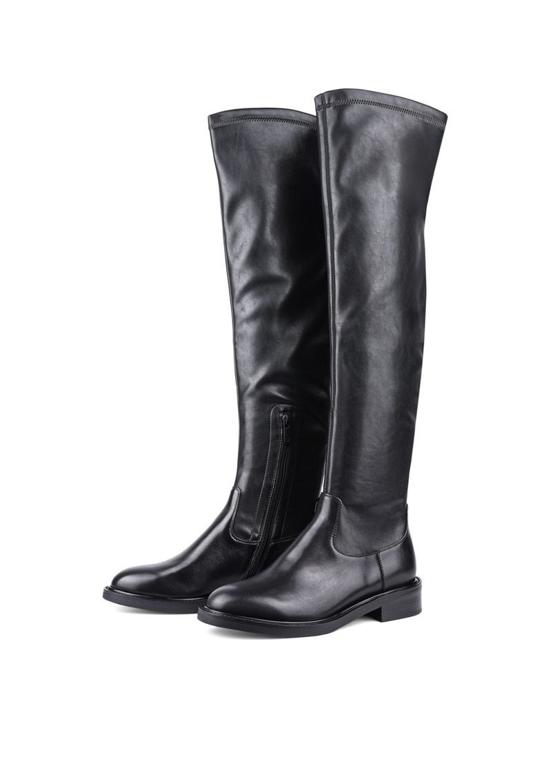 Черные осенние женские ботфорты 366t-f2227-n04-p33 черный кожа MIRATON