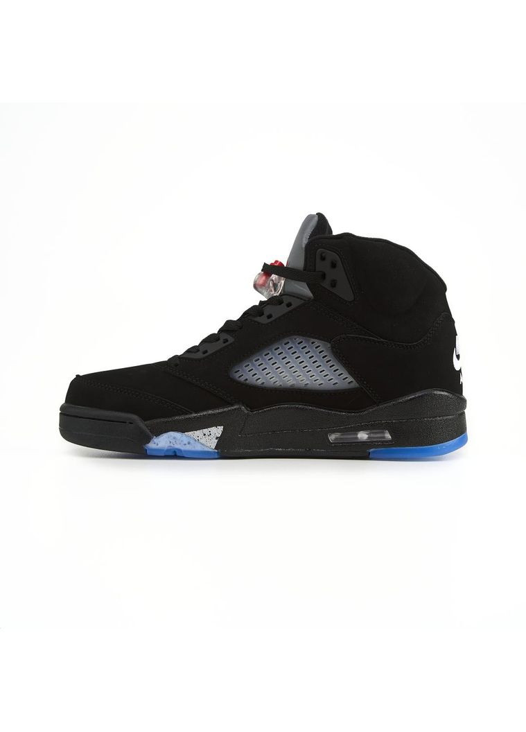 Черные демисезонные кроссовки мужские nike air jordan 5 black blue найк аир джордан No Brand