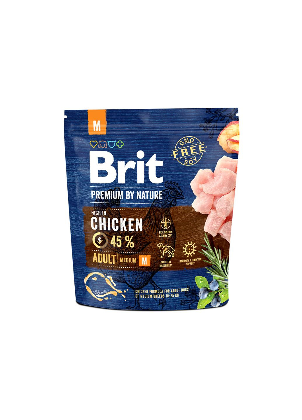 Сухой корм для взрослых собак средних пород Adult M со вкусом курицы 1 кг (8595602526345) Brit Premium (279567600)
