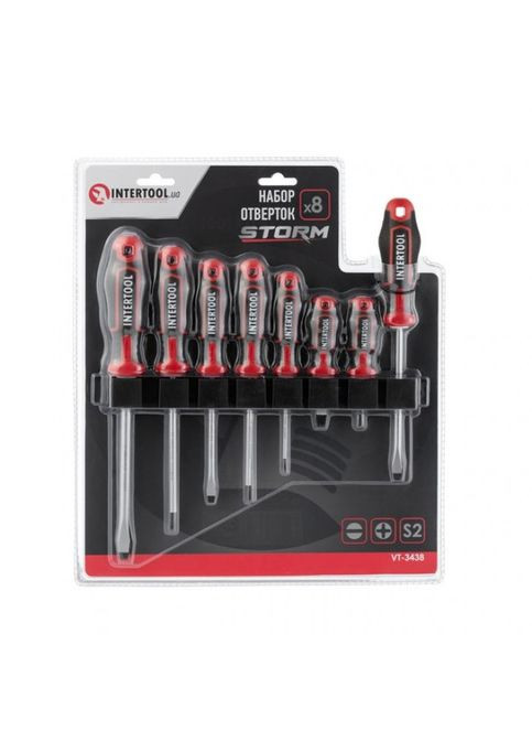 Набір викруток 8 од (SL5.0*100 мм, SL6.0*38 мм, SL6.0*125 мм, SL8.0*150 мм, PH0*75 мм, PH1*100 мм, PH2*38 мм, Intertool (318019710)